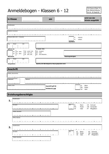 Formular Anmeldung Klassen 6 - 12 - Wilhelm-Hausenstein ...