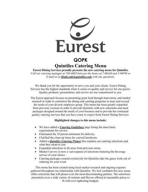 Quintiles Catering Guide Rev 6 14 05 Compass Group