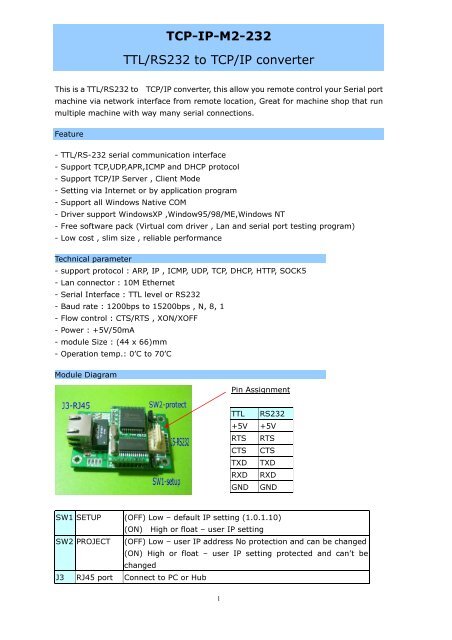 TCP-IP-M2-232 TTL/RS232 to TCP/IP converter - RFID Shop