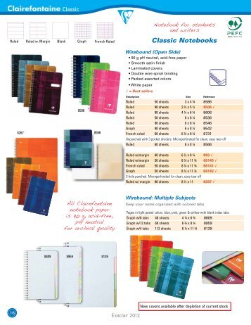 2012 Clairefontaine Catalog | Exaclair, Inc.