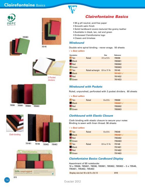 2012 Clairefontaine Catalog | Exaclair, Inc.