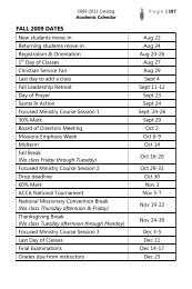 Academic Calendar - Central Christian College of the Bible