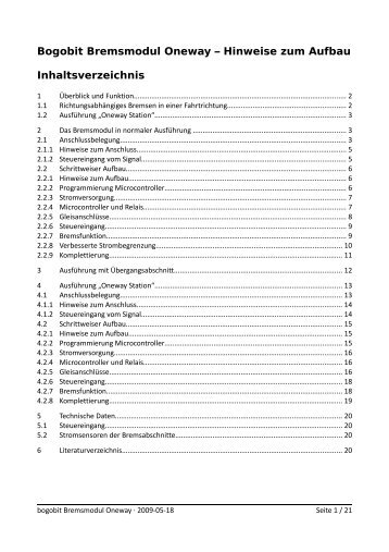 Bogobit Bremsmodul Oneway â Hinweise zum Aufbau ...