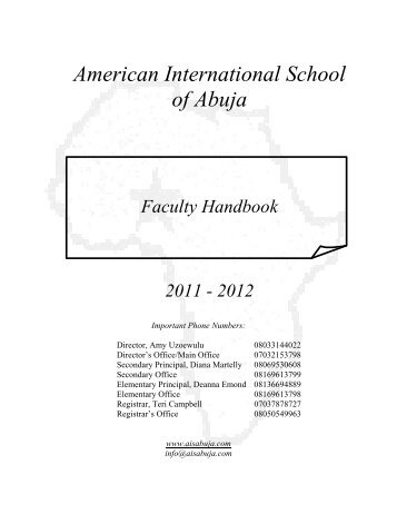 Important Phone Numbers - American International School, Abuja