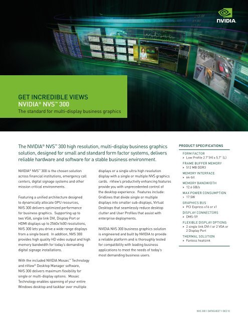 Get Incredible Views Nvidia Nvs 300