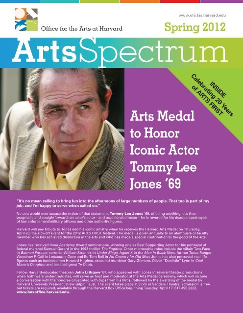 Arts Medal to Honor Iconic Actor Tommy Lee Jones '69