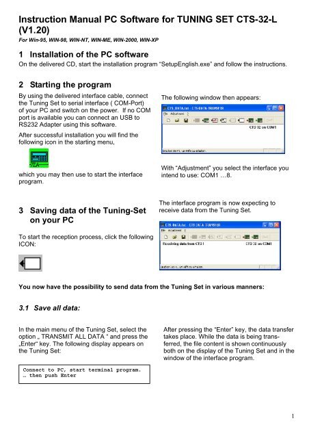 Instruction Manual PC Software for TUNING SET CTS - tuning-set.de