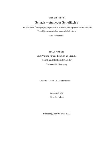 Schach â ein neues Schulfach ? - Schulschach in Bayern