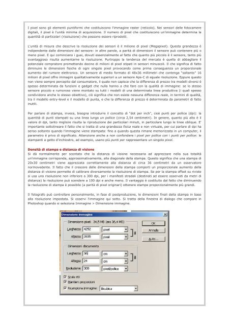 le dimensioni del sensore e le dimensioni di stampa - Michele ...