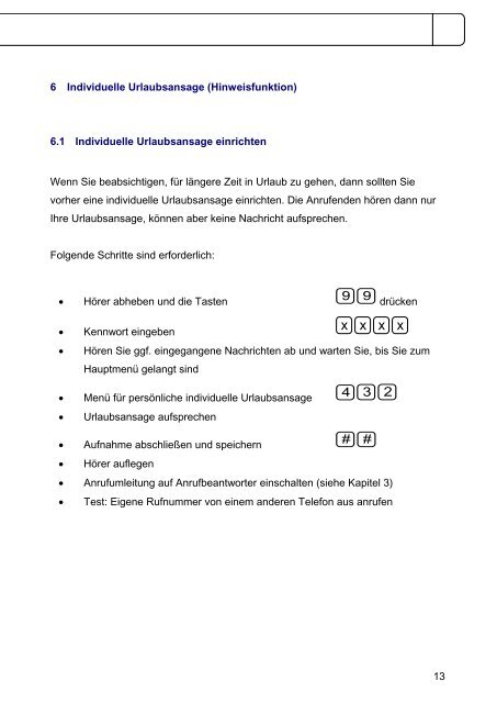 Bedienungsanleitung Anrufbeantworter für analoge Telefone