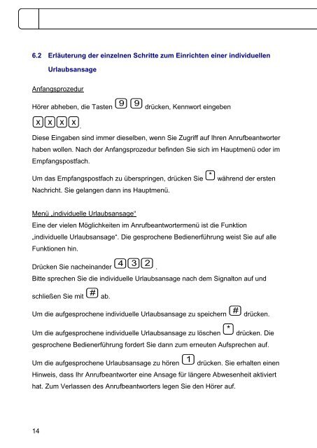 Bedienungsanleitung Anrufbeantworter für analoge Telefone