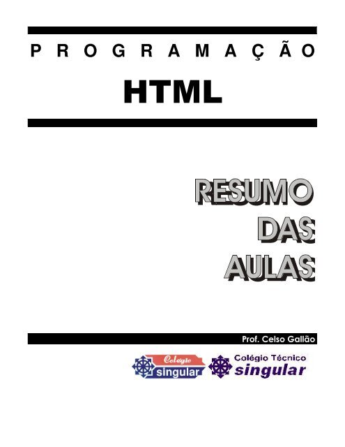 Resumo das Aulas de HTML