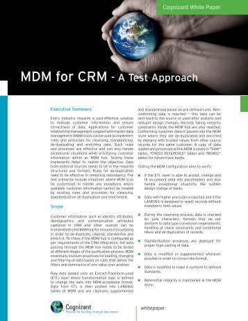 MDM for CRM - A Test Approach - Cognizant