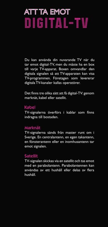 saker att tänka på när du skaffar digital-TV