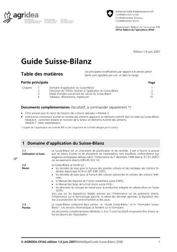 Guide Suisse-Bilanz - Agridea