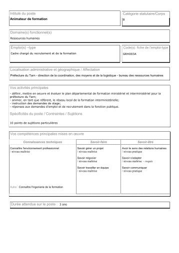 Fiche de poste Plas-1 - Fonction publique