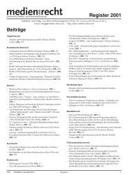 Register 2001 Beiträge - Medien und Recht