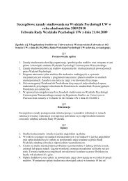 SzczegÃ³Åowe zasady studiowania na Wydziale Psychologii UW w ...