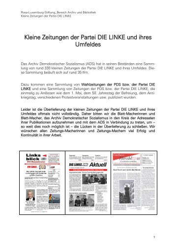 Kleine Zeitungen der Partei DIE LINKE und ihres - Rosa-Luxemburg ...