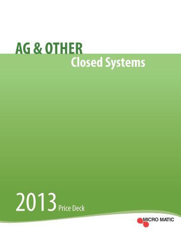 2013 AG - OTHER Closed System Price Deck - Micro Matic USA
