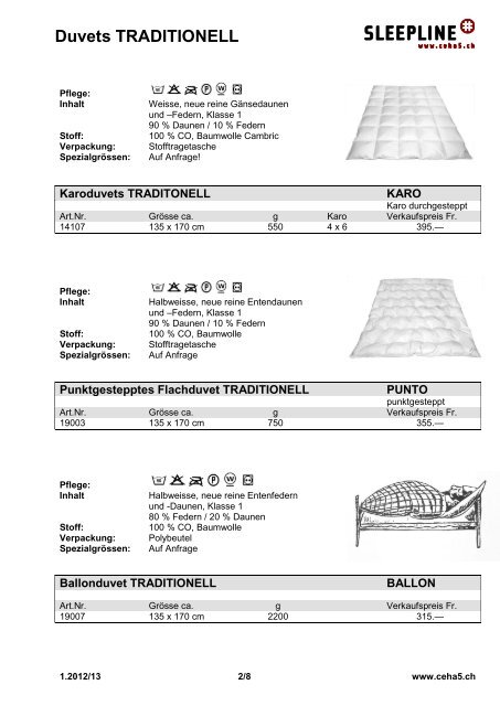 Duvets und Kissen 2012 / 2013 - ceha5