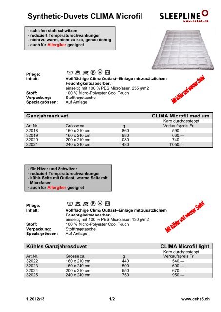 Duvets und Kissen 2012 / 2013 - ceha5