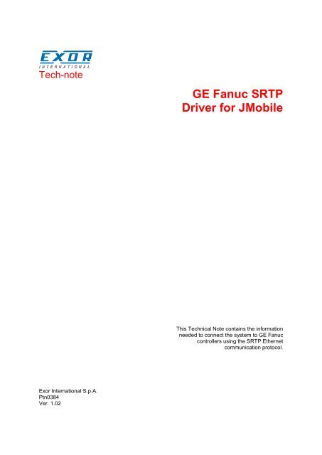 GE Fanuc SRTP Driver for JMobile