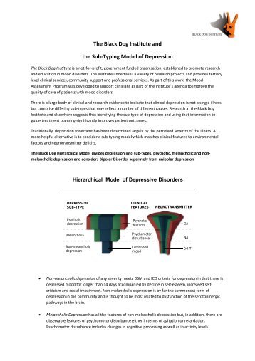 Information Sheet: Black Dog Institute and Subtyping Model