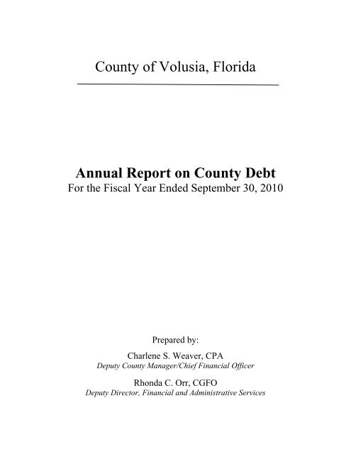 2010 Debt Report - Volusia County Government