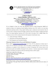 Call for Papers - Bangladesh Institute of Bank Management