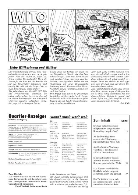 Ausgabe 5, Juli 2013 - Quartier-Anzeiger Archiv