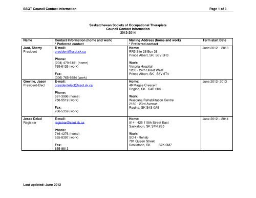 SSOT Council Contact Information Page 1 of 3 Last updated: June ...