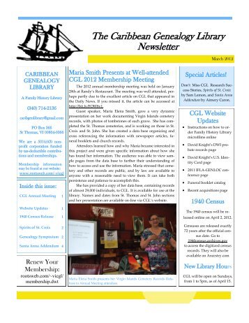 The Caribbean Genealogy Library Newsletter - RootsWeb - Ancestry ...
