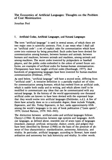 The Economics of Artificial Languages: Thoughts on the ... - PanLex