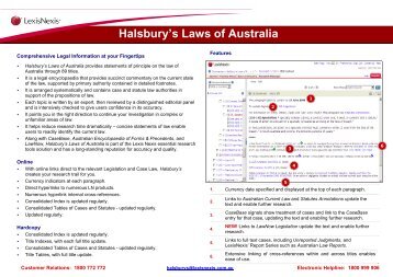 Halsbury's Laws of Australia - LexisNexis
