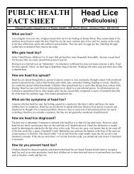 PUBLIC HEALTH FACT SHEET Head Lice (Pediculosis)