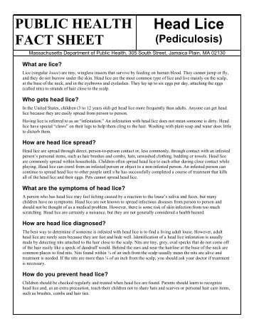 PUBLIC HEALTH FACT SHEET Head Lice (Pediculosis)