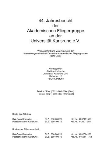 Jahresbericht 1995 - Akaflieg Karlsruhe