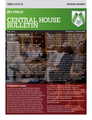 Central House Bulletin AY1213 No. 15 - De La Salle University