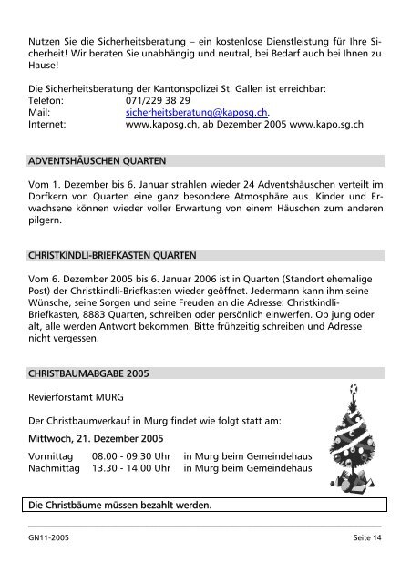 Gemeindenachrichten November - Gemeinde Quarten