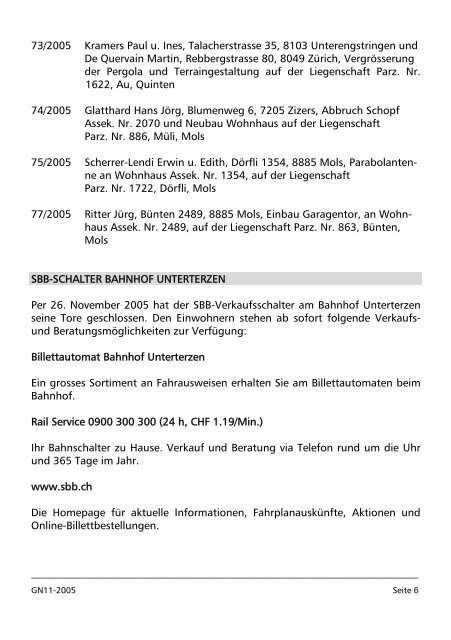 Gemeindenachrichten November - Gemeinde Quarten