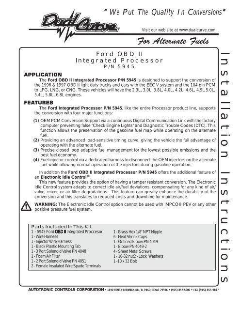 Installation Instructions Dualcurve