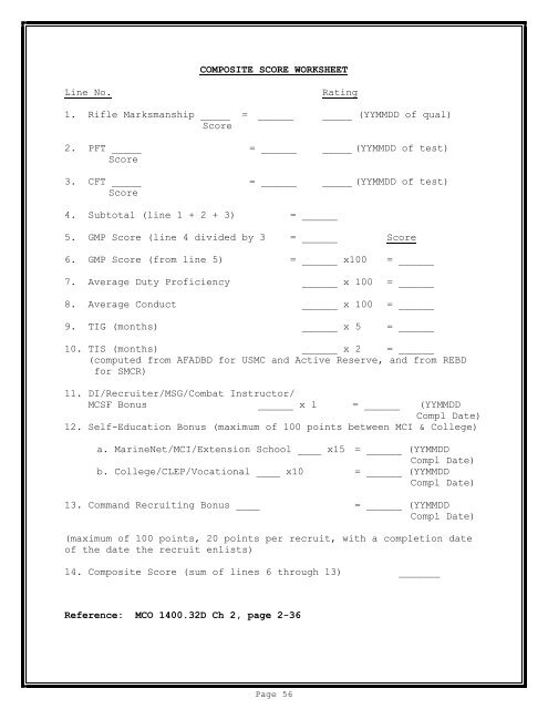 Usmc Rifle Score Chart