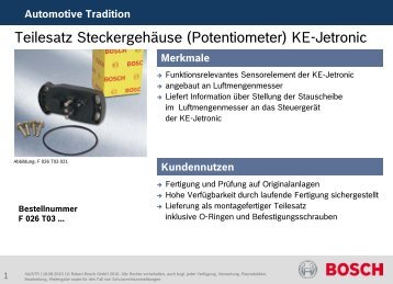 Teilesatz SteckergehÃ¤use (Potentiometer) KE-Jetronic - Bosch ...