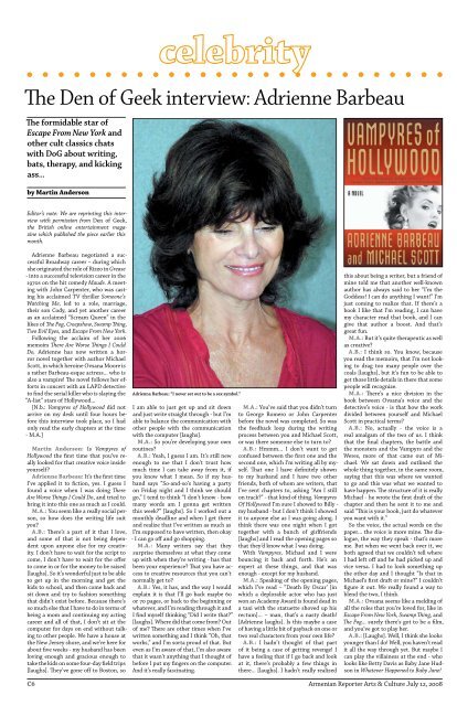 Adrienne Barbeau: actress, sex symbol, writer - Armenian Reporter