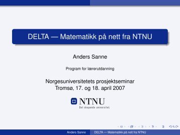 DELTA --- Matematikk pÃ¥ nett fra NTNU - Norgesuniversitetet