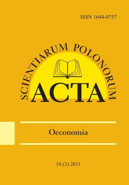 Oeconomia Acta Scientiarum Polonorum Sggw