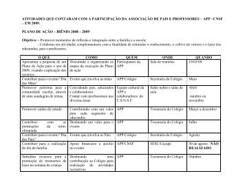 ASSOCIAÇÃO DE PAIS E PROFESSORES – APP –CNSF