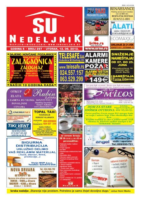 Julius Henri Marks GODINA 6 â¢ BROJ 297 - Su Nedeljnik
