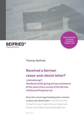 Thomas Seifried Received a German cease-and-desist letter?